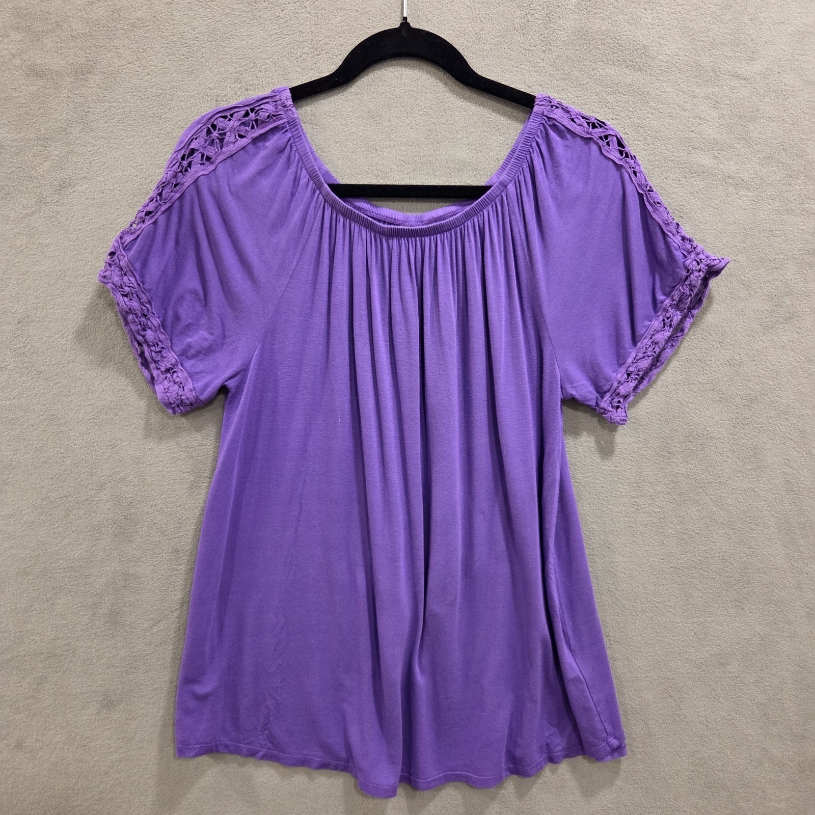 Est 1946 Knit T-Shirt Crochet Short Sleeve Womens Size M Boho Hippie Peasant